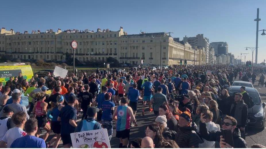 Thousands of runners set off in the 2025 Brighton Half-Marathon.