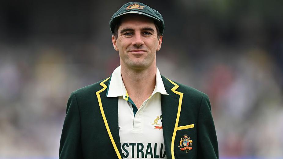 Pat Cummins wearing his Australia blazer and baggy green cap before the World Test Championship final against South Africa.