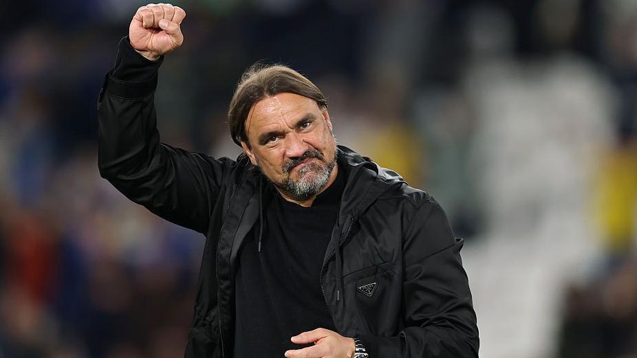 Daniel Farke, Manager of Leeds United, celebrates