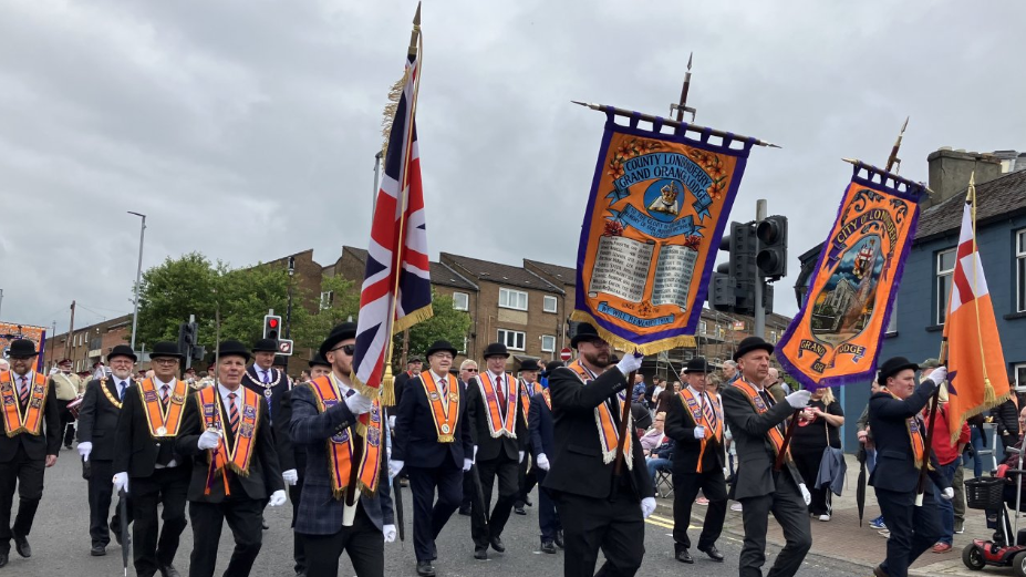 Orangemen march in Waterside area of Lononderry