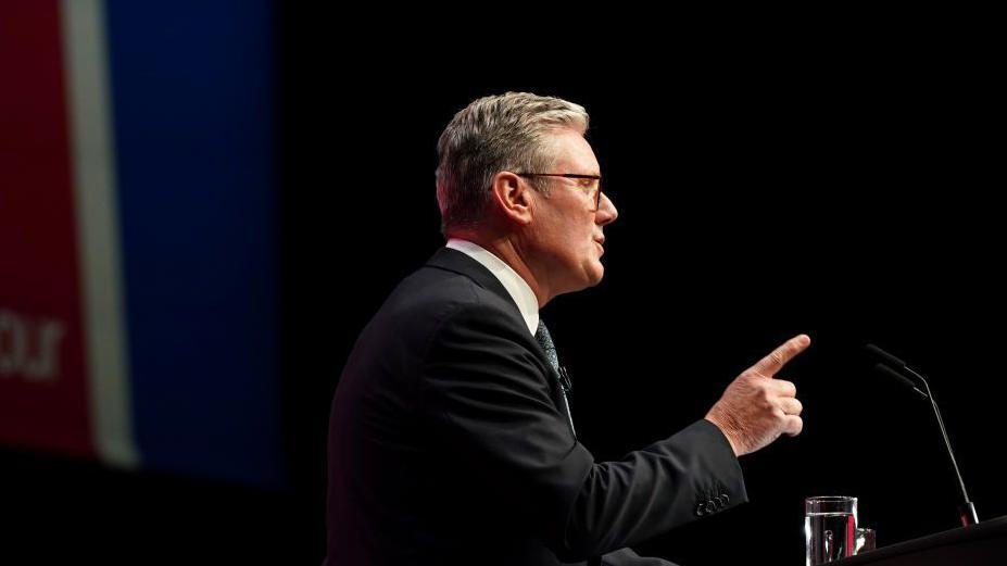 Britain's Prime Minister Sir Keir Starmer delivers his keynote speech during the Labour Party Conference 2024 at ACC Liverpool on September 24, 2024 in Liverpool, England.