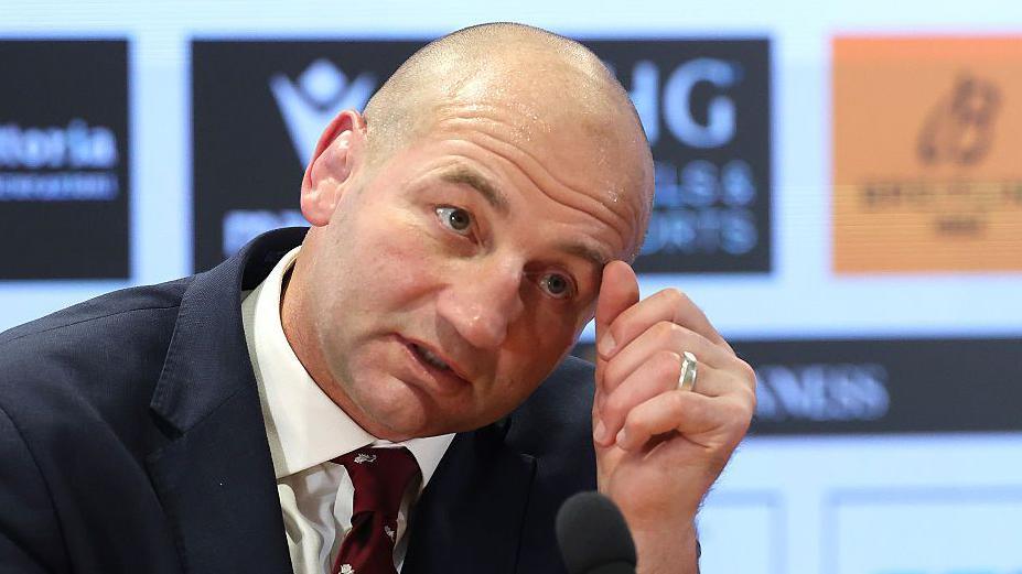 England head coach Steve Borthwick addresses the media following the Six Nations defeat by Italy on 7 March 