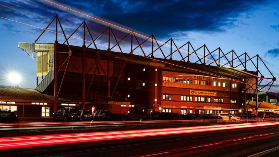 Inverness Caledonian Thistle's stadium at night