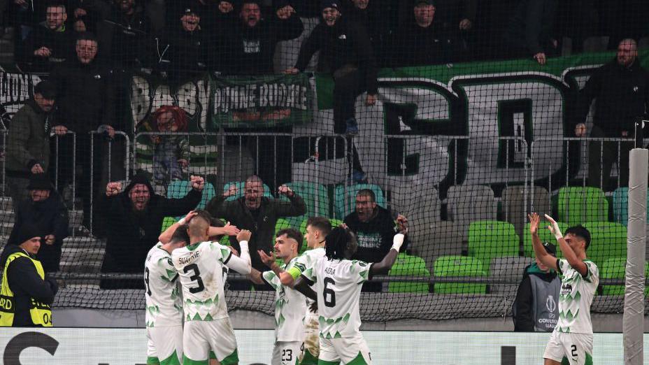 Celebration time for Olimpija after Ivan Durdov's second-half goal