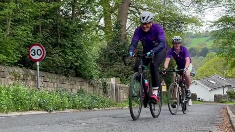 James Badger riding up Lackon Bank