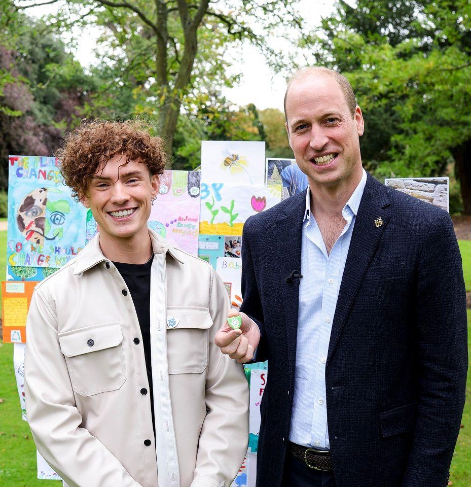 Blue Peter presenter Joel Mawhinney and The Prince of Wales. 