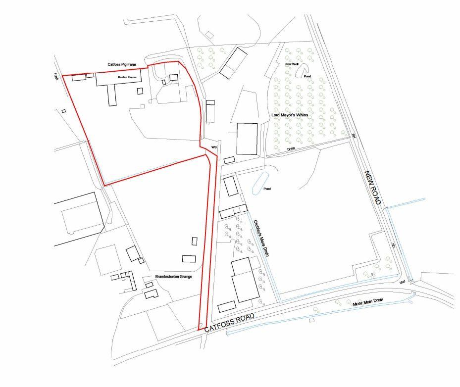 Plans show the proposed site for the asphalt plant outlined in red