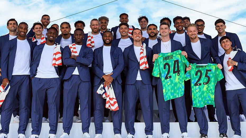 The United States' World Cup squad posing