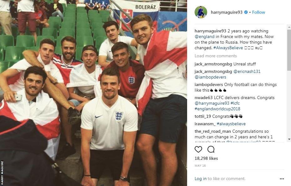 Harry Maguire (at the back of the group) and his friends and brothers