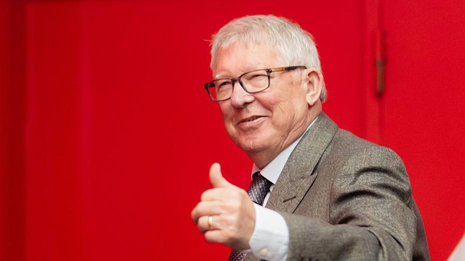Sir Alex Ferguson arriving at Old Trafford in May