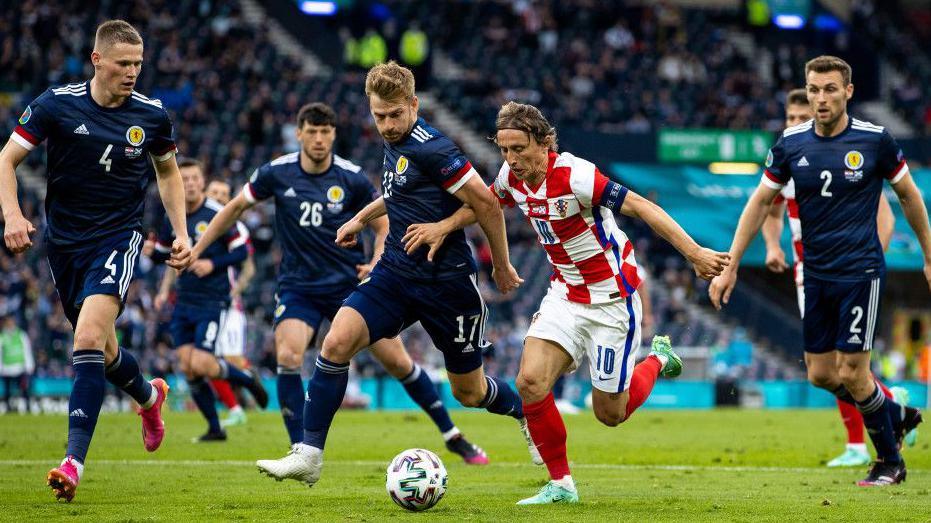 Luka Modric in action against Scotland in 2021