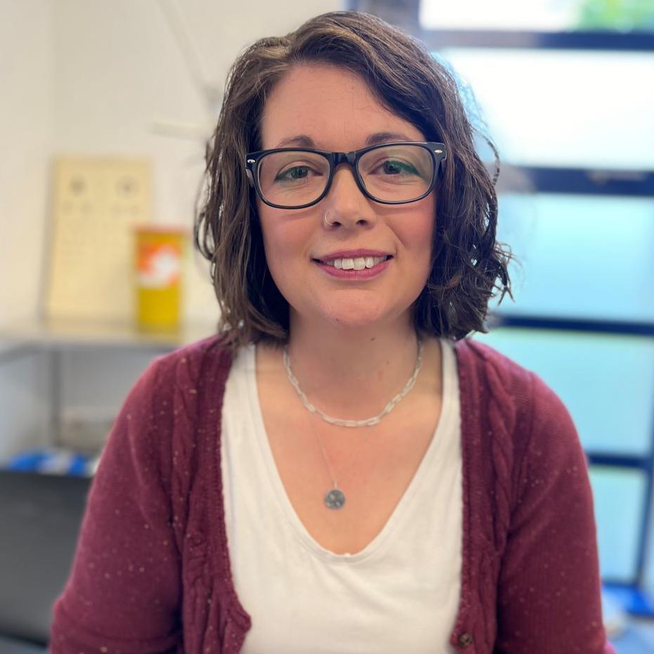 Lucy Tedham sitting in an office