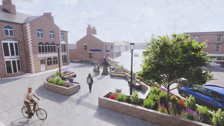 Artist impression of plans for Market Place, Pocklington