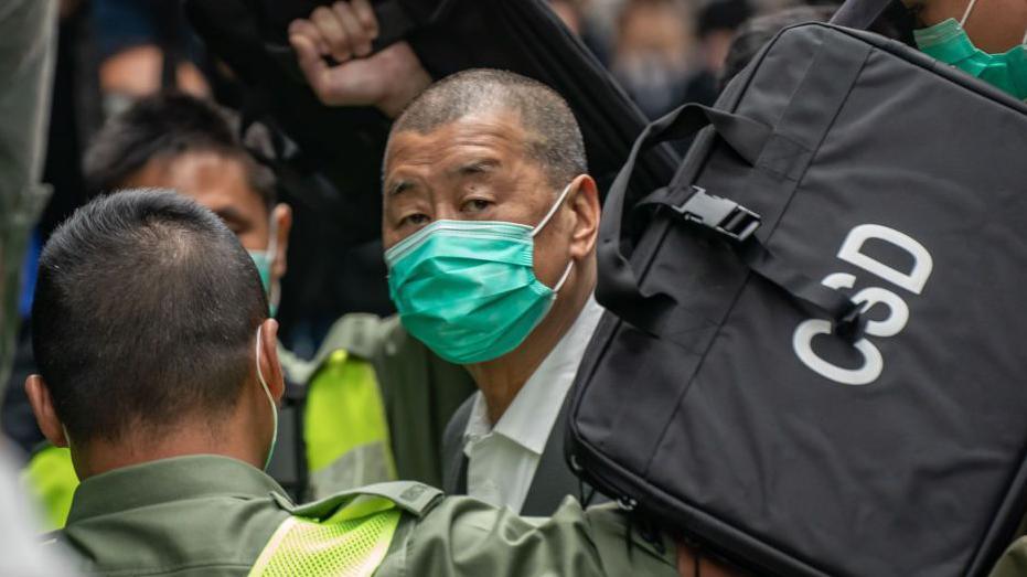 Jimmy Lai, Apple Daily founder, arrives at the Court of Final Appeal ahead a bail hearing on February 9, 2021