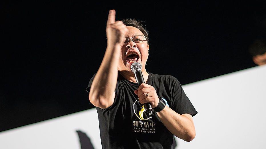 Benny Tai at a rally 