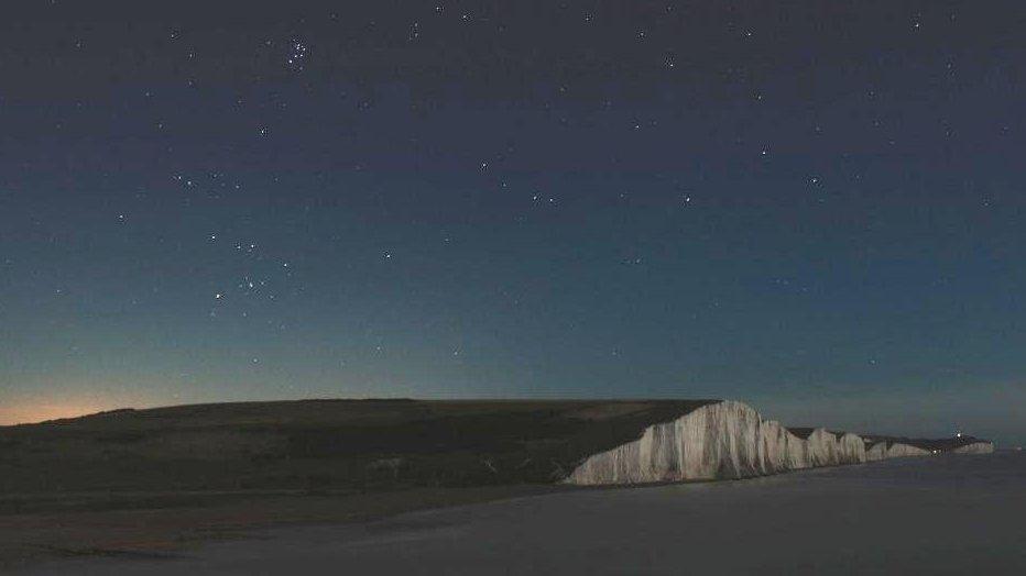 Seven Sisters star cluster above Seven Sisters, Sussex