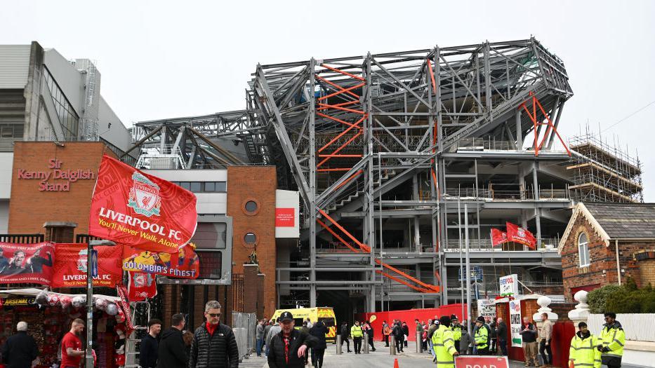 General view of Anfield Road stand construction