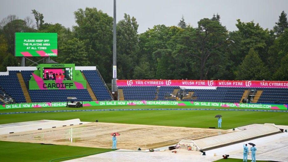 Persistent rain at Sophia Gardens in Cardiff led to the abandonment of The Hundred women's match between Welsh Fire and Northern Superchargers