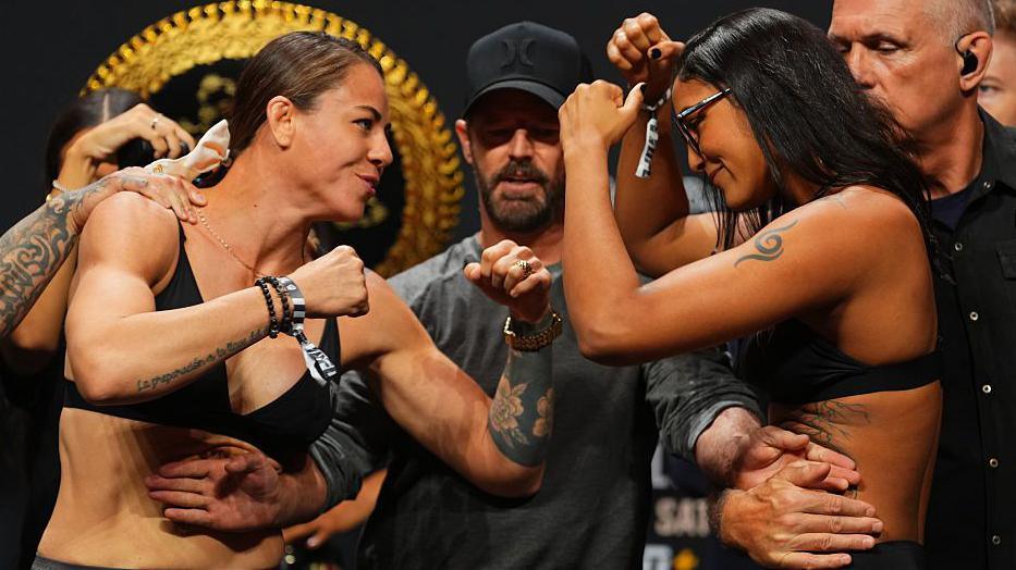 Montse Rendon and Alice Pereira are kept apart from security