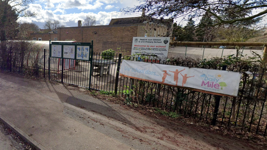 The entrance to Peakirk-cum-Glinton Church of England Primary School