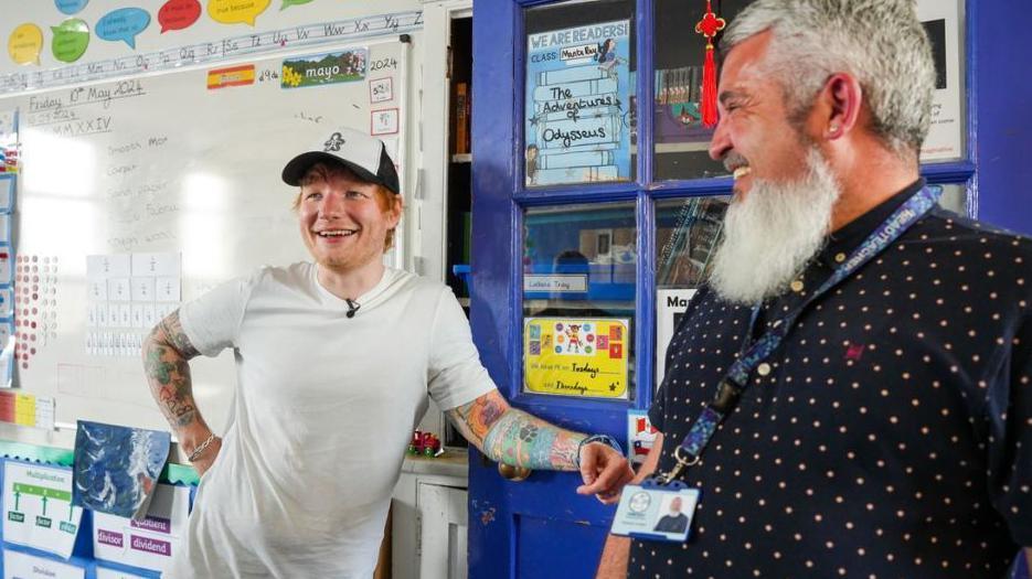 Ed Sheeran at Fairlight Primary and Nursery School in Brighton