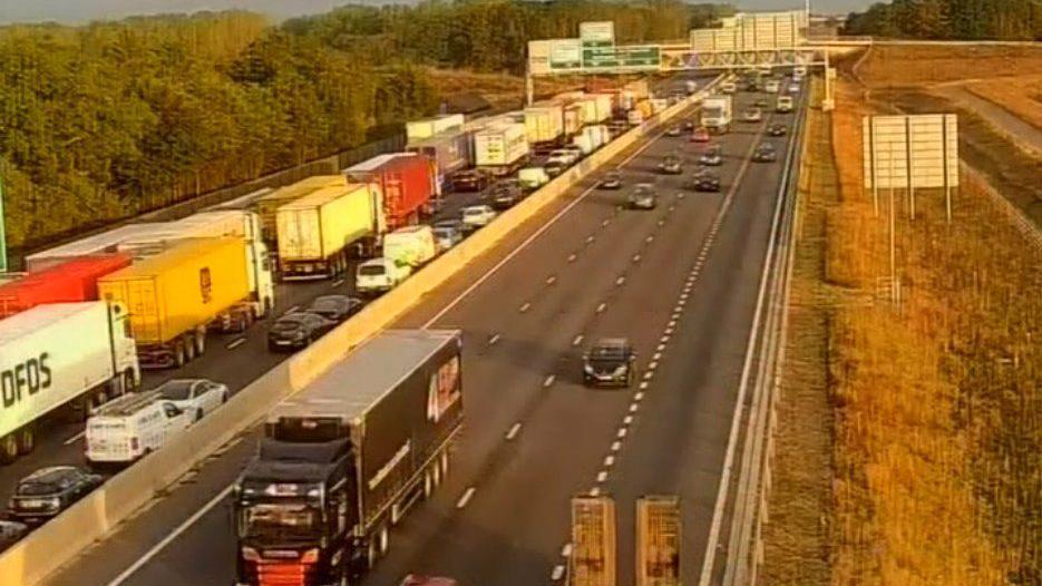 Vehicles on the A14 in Cambridgeshire 