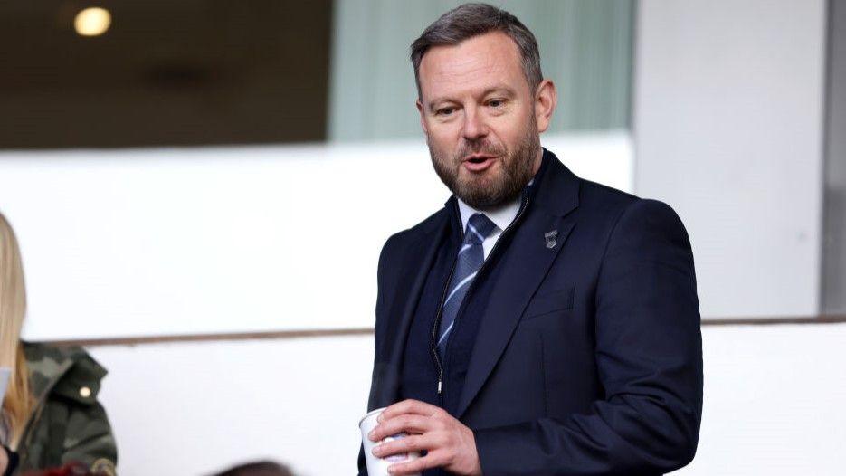 Mark Ashton, CEO of Ipswich Town, looks on prior to the FA Women's National League Southern Premier Division match between Ipswich Town and Chatham Town at Portman Road