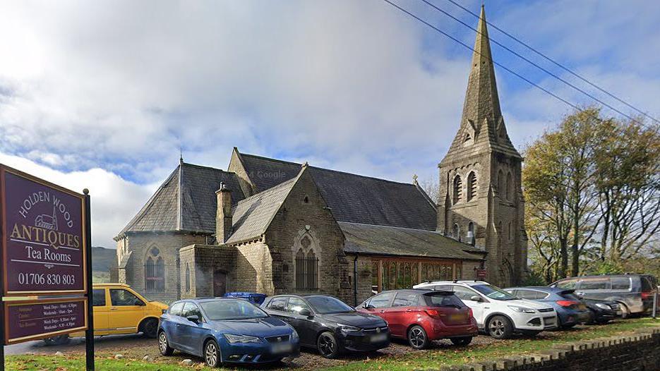 St Stephen's Church on Grane Road Haslingden where Holden Wood Antiques is now based on a sunny day.