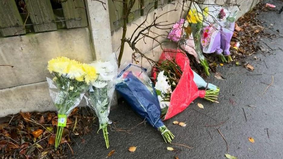 Flowers at the scene of the crash in Wolverhampton 