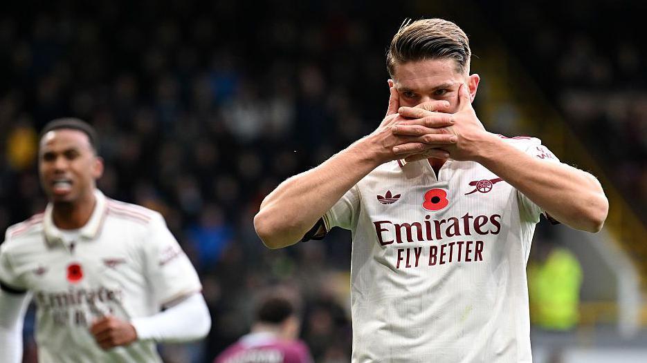 Viktor Gyokeres celebrates scoring against Burnley