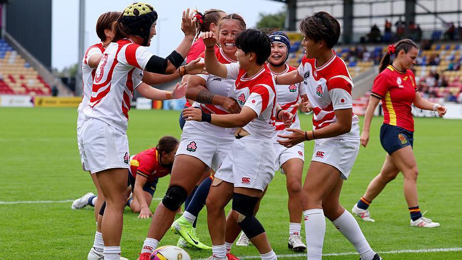 Japan celebrating a try 