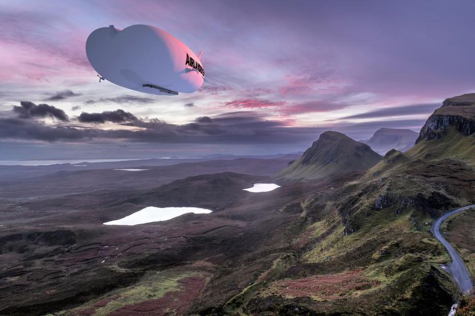 Concept art of an Airlander 10 aircraft