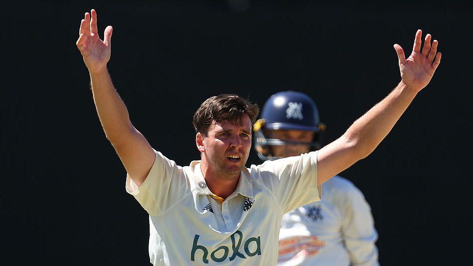Jhye Richardson appeals during a Sheffield Shield match for Western Australia