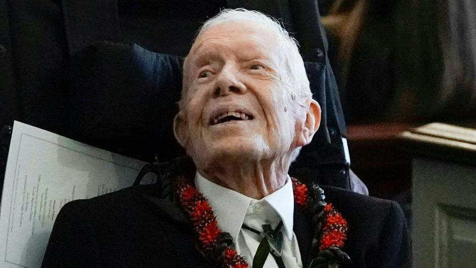 Jimmy Carter photographed at his wife Rosalynn's funeral in 2023