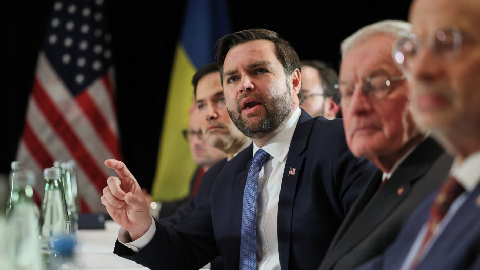 U.S. Vice President JD Vance and Secretary of State Marco Rubio attend a bilateral meeting with Ukrainian President Volodymyr Zelenskiy