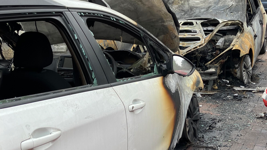 Cars damaged outside health club at Holywood Exchange