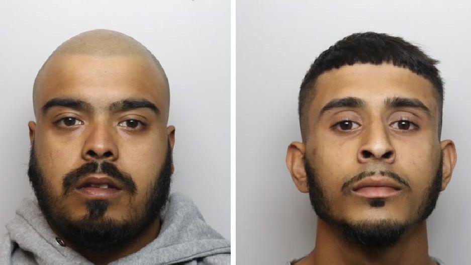 A composite image of two men - the one on the left is bald and has a black beard and grey hooded top, the one on the right has short black hair and a black beard.