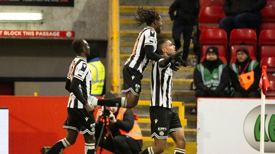 St Mirren celebrate Mikael Mandron's clinching goal