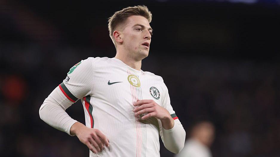 Chelsea striker Liam Delap runs on to the pitch having come on as a substitute against Wolves