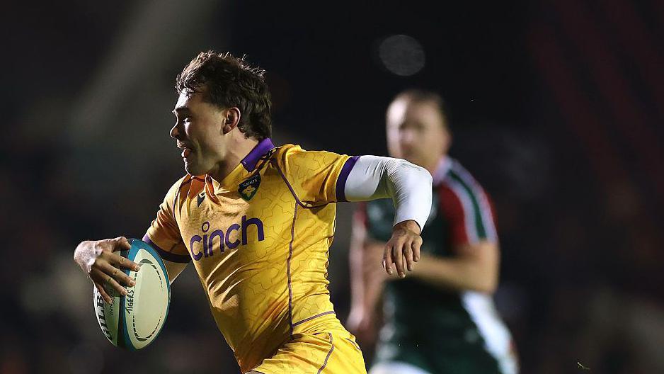 Northampton stand-off George Furbank cuts through the Leicester defence at Mattioli Woods Welford Road