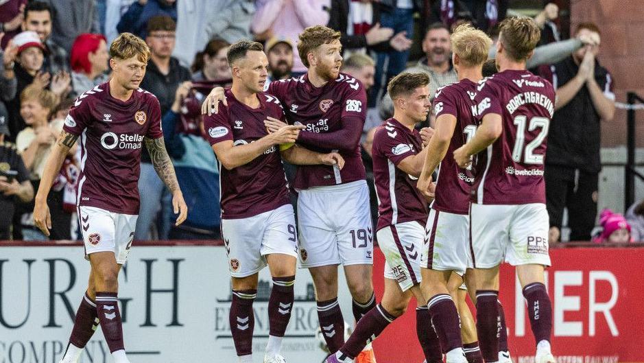 Hearts players celebrate
