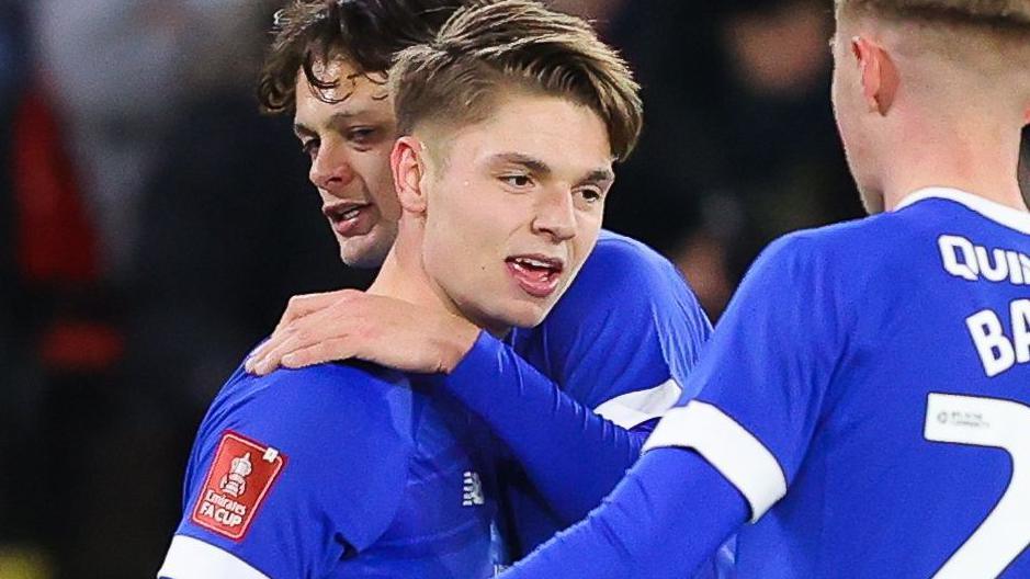 Cian Ashford celebrates his goal for Cardiff