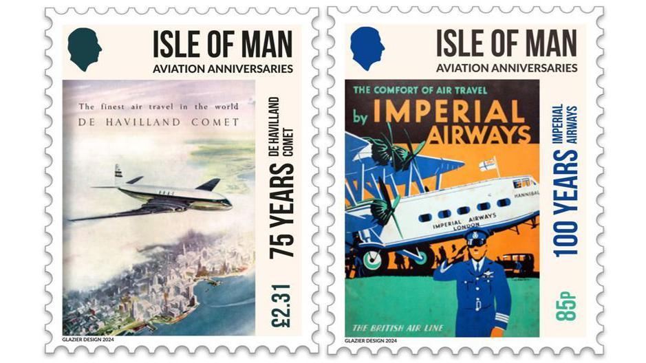 Stamps featuring the 75 years of the De Havilland Comet and 100 years of Imperial Airways