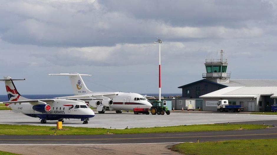 Two jet engined passenger planes at Wick John O'Groats Airport