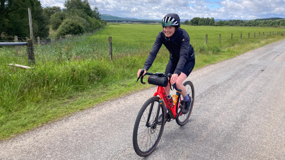 Aviemore resident Sally Devlin pictured riding her bike