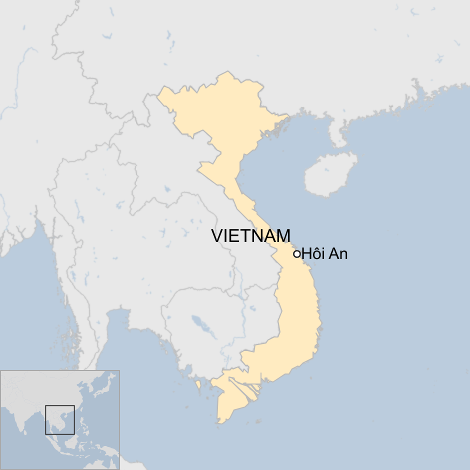 A map of Vietnam showing Hoi An's location 