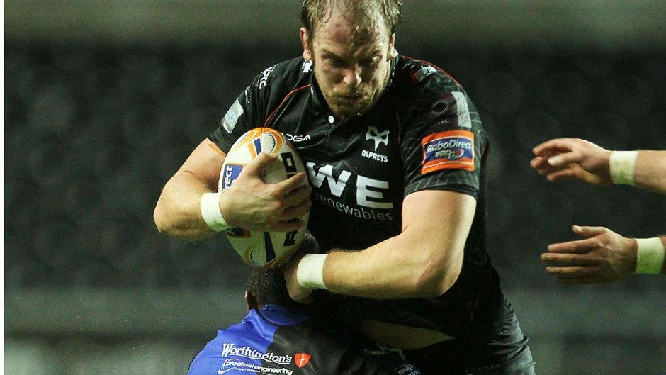Alun Wyn Jones in action for the Ospreys against the Dragons