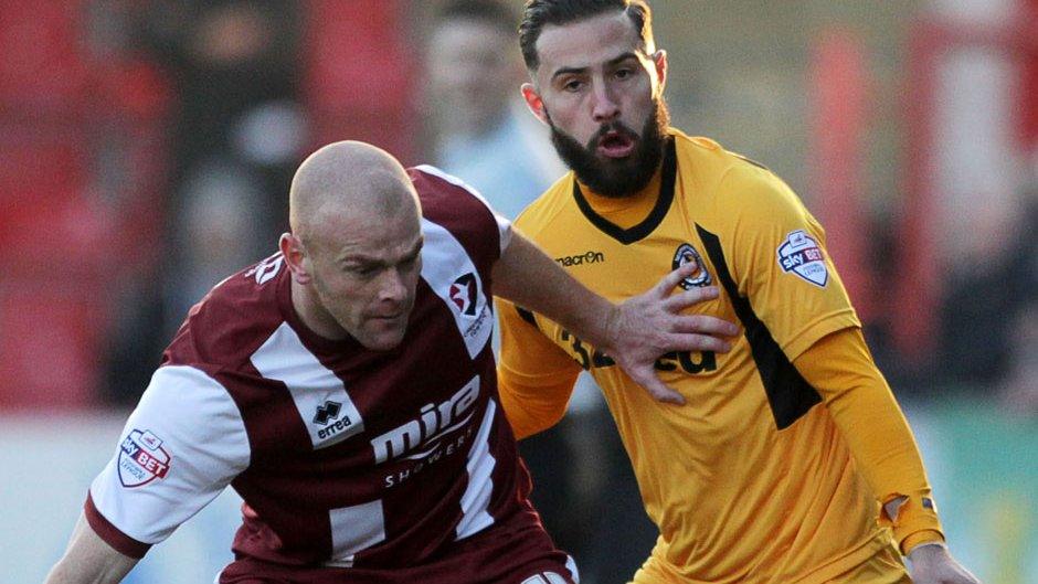 Action from Cheltenham Town versus Newport County