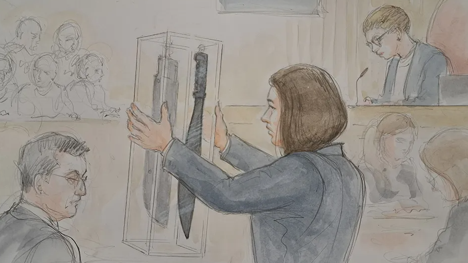 Court room sketch of the knife