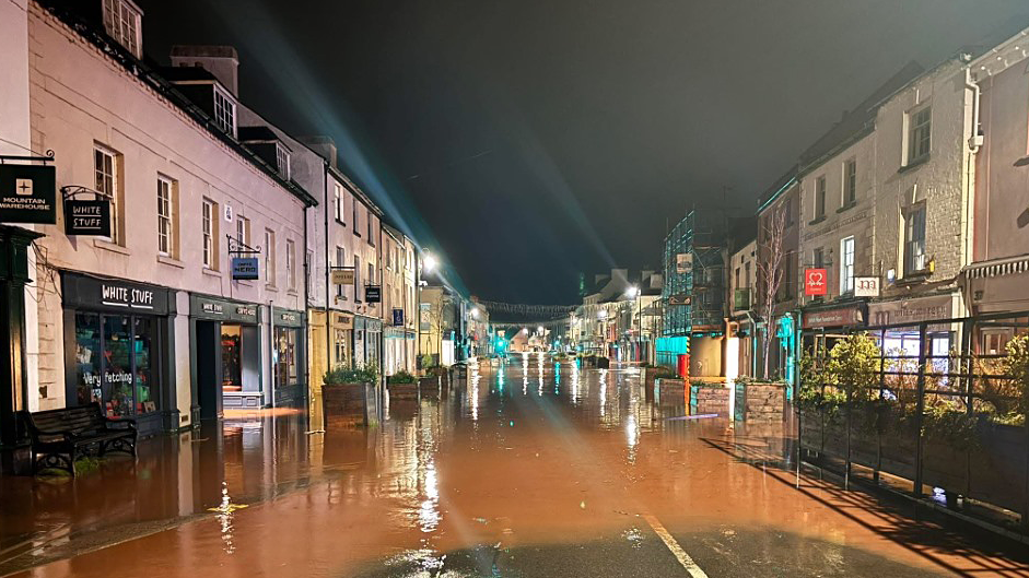 Reddish flood water in Monmouth street